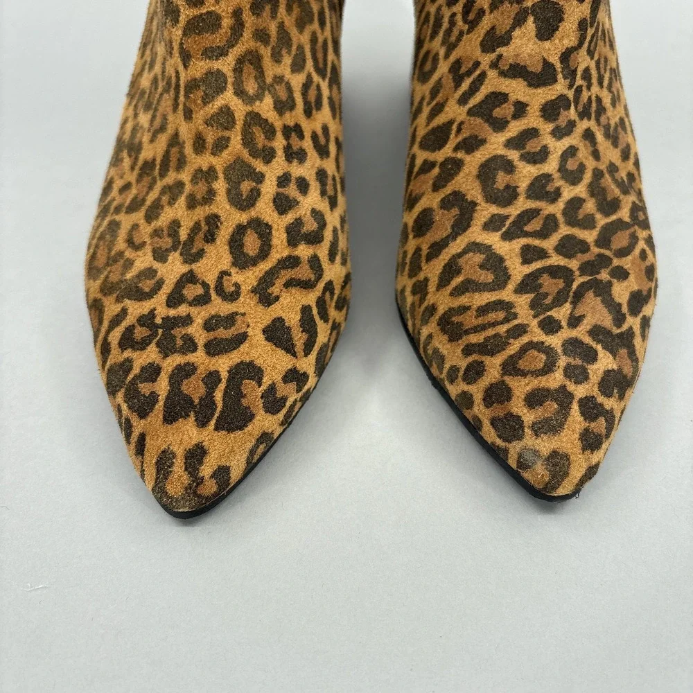 Cordani Boots 8.5 39 Queenie Brown Leopard Suede Ankle Booties Block Heel Italy